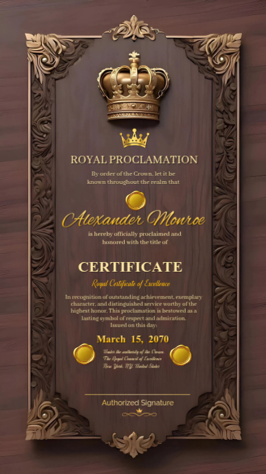 Royal Certificate Template | PosterMyWall