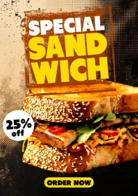 Brown Grunge Sandwich A5 template