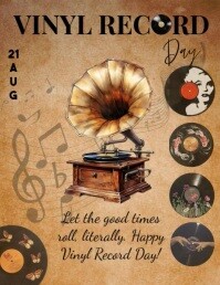 Brown Grunge Vintage Vinyl Record Day Poster Flyer (us Letter) template