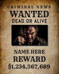 Brown Grunge Wanted  Instagram Portrait template