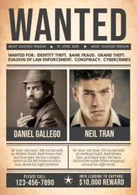 Brown Grunge Wanted Persons A2 template