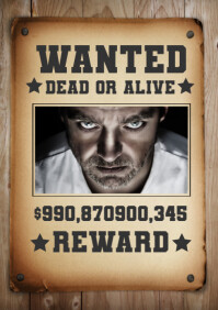 Brown Grunge Wanted  Poster A4 template