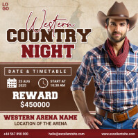 Brown Grunge Western Country Night Instagram Post template