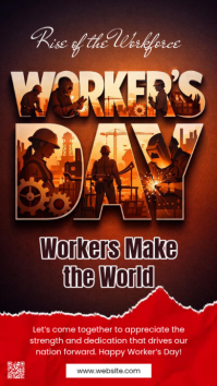 Brown Grunge Worker's Day Celebration WhatsApp Status template