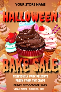 Brown Halloween Bake Sale Flyer Poster Póster template