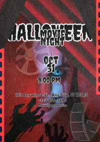 Brown Halloween Night Movie A4 template