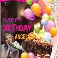 Brown  Happy Birthday Logo template