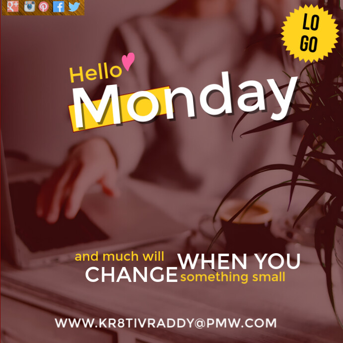 Brown Hello Minday Instagram Post Template | PosterMyWall