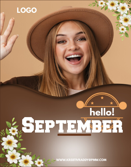 Brown Hello September Poster/wallboard Template | PosterMyWall