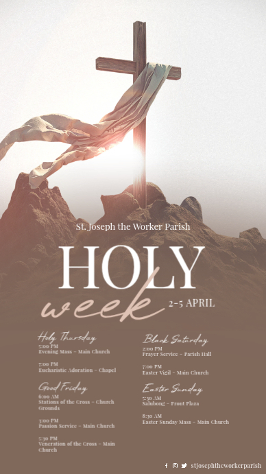 Holy Week Library Display Copy of Brown Holy Week Church Services Digital Display | PosterMyWall