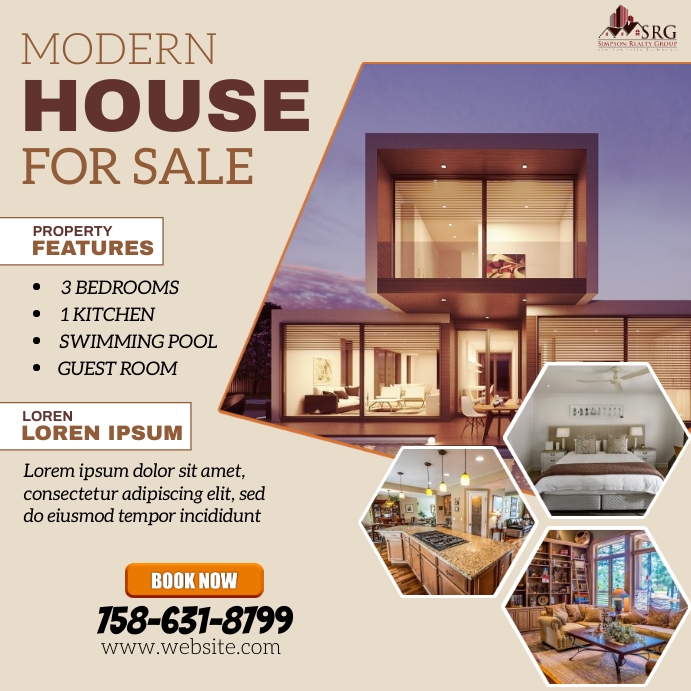 Brown house for sale instagram post template | PosterMyWall