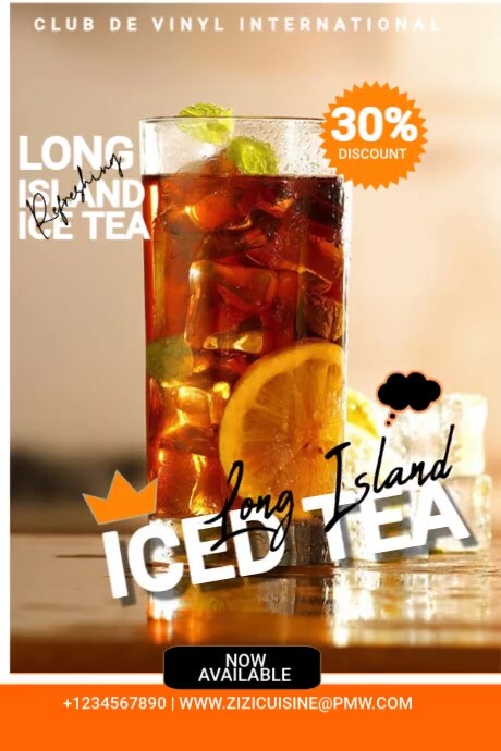 Brown  Iced Tea Sale Poster Плакат template