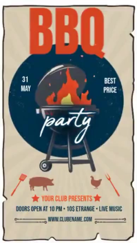 Brown Illustrative BBQ Party Digital Display Video template
