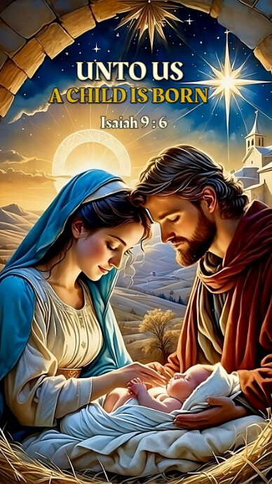 Brown Illustrative Birth Of Christ In A Manger Whatsapp Status Template ...