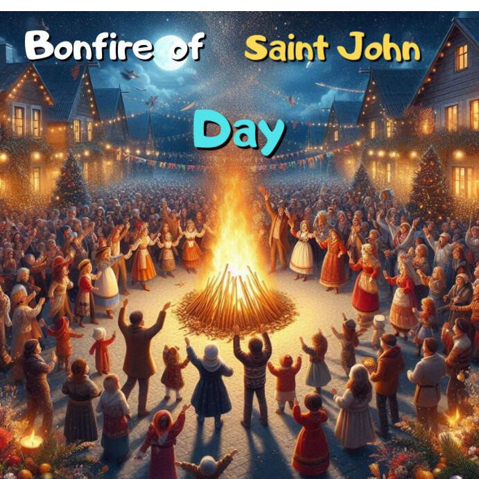 Brown Illustrative Bonfire Of Saint John  Instagram Post template