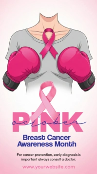 Brown Illustrative Breast Cancer Awareness Digital Display (9:16) template
