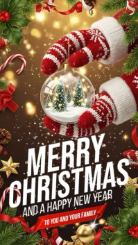 Brown Illustrative Christmas And Happy New Year Instagram Story template