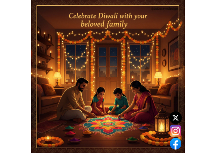 Copy of Brown Illustrative Diwali Postcard | PosterMyWall