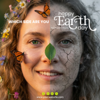 Brown Illustrative Earth Day Awareness Square Cuadrado (1:1) template