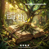 Brown Illustrative Earth Day Celebration Square Video Quadrat (1:1) template