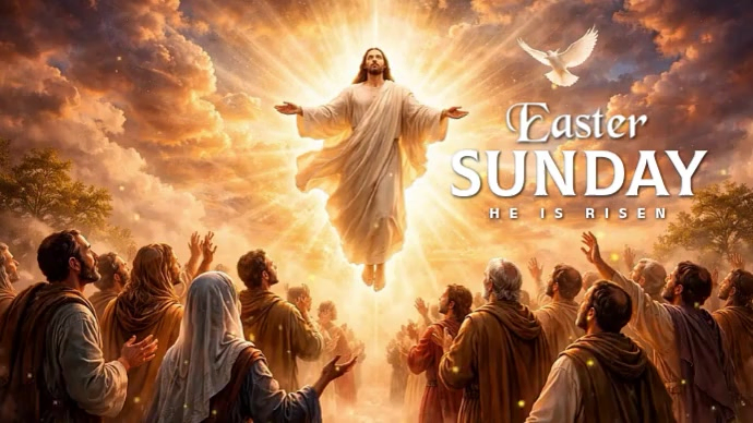 Brown Illustrative Easter Sunday Digital Display Video Template ...