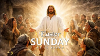 Brown Illustrative Easter Sunday Digital Display Video template