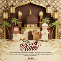 Brown Illustrative Eid al-Adha Celebration Instagram Post Iphosti le-Instagram template