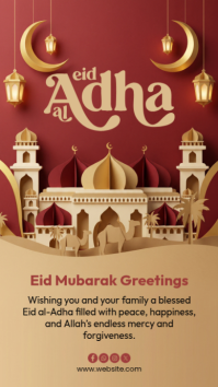 Brown Illustrative Eid al-Adha Greetings Instagram Story Instagram-Story template