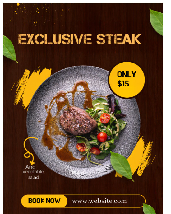 Brown Illustrative Exclusive Steak Template Design Instagram Portrait ...