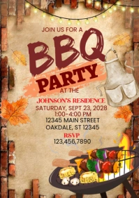 Brown Illustrative Fall Bbq Party A4 template