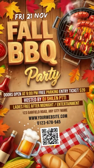 Copy of Brown Illustrative Fall BBQ Party Instagram Story | PosterMyWall