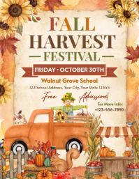 Giallo Fall Harvest Festival Pamflet Template
