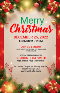 Brown Illustrative Family Christmas Party Tabloid template