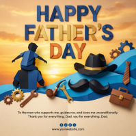 Brown Illustrative Father's Day Instagram Post Instagram-opslag template