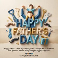 Brown Illustrative Father's Day Square Video Persegi (1:1) template