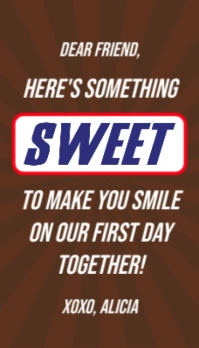 Brown Illustrative First Day Of School Sweet Treat Tag Business Card Tarjeta de Presentación template