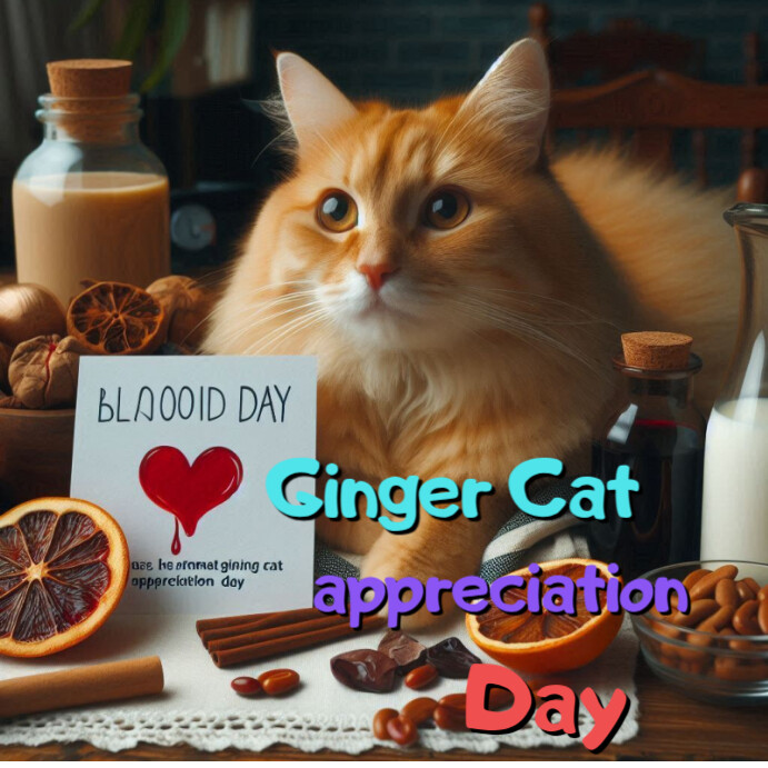 Brown Illustrative Ginger Cat Appreciation Day Instagram Post-Vorlage ...