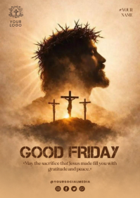 Brown Illustrative Good Friday A5 template