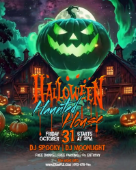 Brown Illustrative Halloween Haunted House, Instagram Portrait template