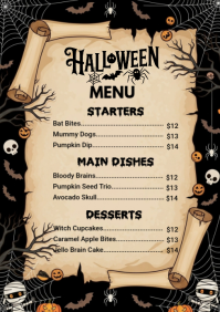 Hitam Halloween Menu A4 Template
