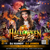 Black Halloween Party Instagram 帖子 Template
