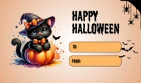 Brown Illustrative Happy Halloween  Tag Etiqueta template
