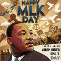 Brown Illustrative Happy Mlk Day Square (1:1) template