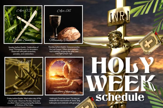 Brown Illustrative Holy Week Poster Video Template | PosterMyWall