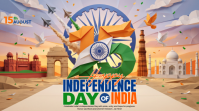 Brązowy India Independence Day Ekran reklamowy Template