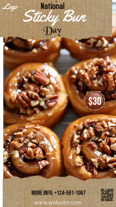 Brown Illustrative  Instagram Story National sticky bun day template