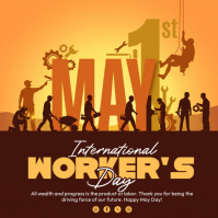 Brown Illustrative International Worker's Day Square 方形(1:1) template