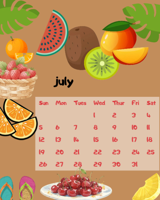 July Calendar Template | PosterMyWall
