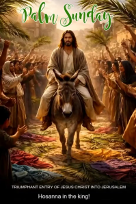 Brown Illustrative Palm Sunday Celebration Poster Video template