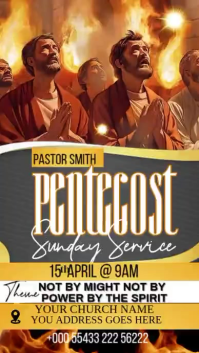 Marron Pentecost Sunday Service งานแสดงผลงานแบบดิจิทัล Template